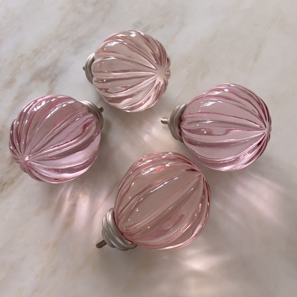 Pottery Barn Kids 4 Pink Glass Finials